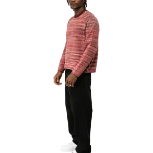 Textured Contrast Collar Crew