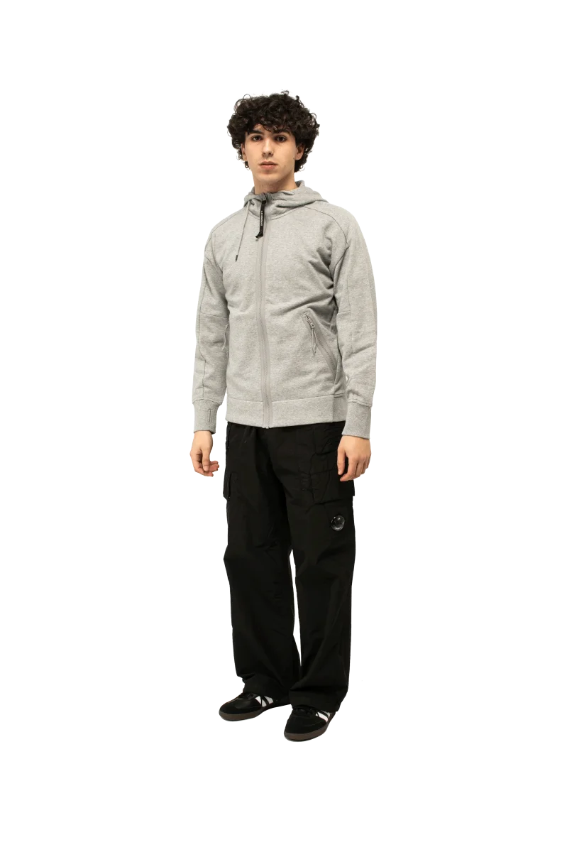 Diagonal Raised Fleece Goggle Zipped Hoodie