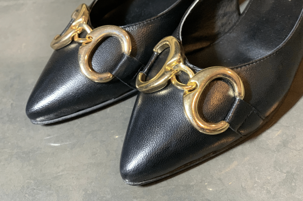 Ballerina Nera Vera Pelle con morsetto dorato “Beatrice” - immagine 3