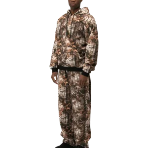 Camo Print Scuba Zip-Up Hoodie