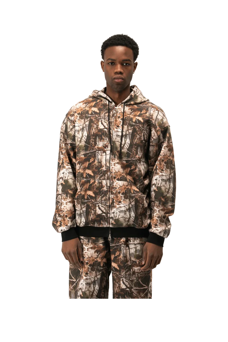 Camo Print Scuba Zip-Up Hoodie - immagine 9