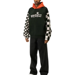 Venice Checker Sleeve Hoodie Knit