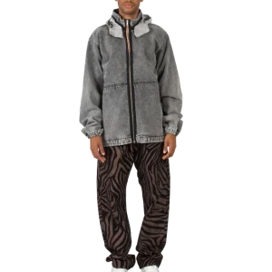 Nylon Hooded Denim Jacket