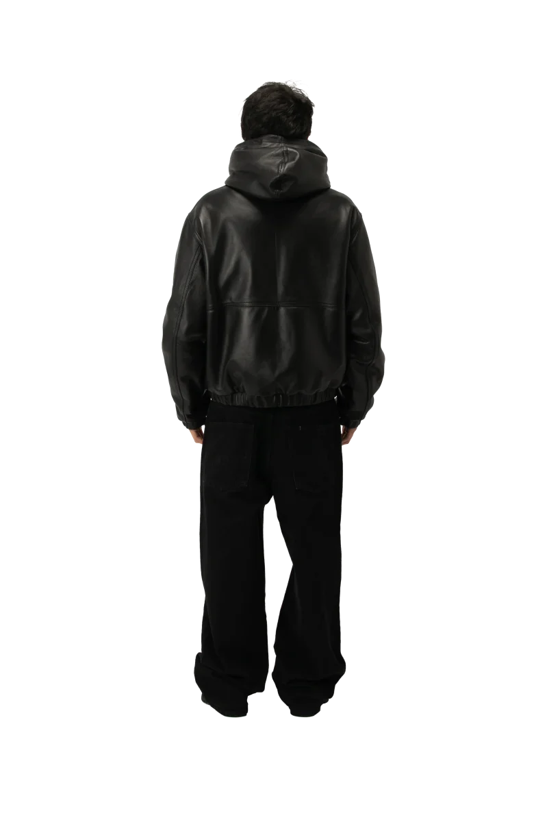 Leather Bomber With Hood - immagine 4