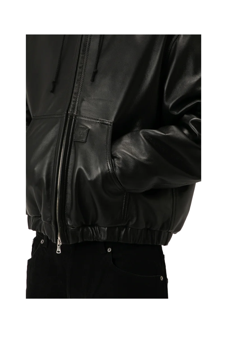Leather Bomber With Hood - immagine 6