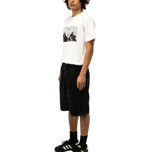 Baggy Pleated Denim Laser Stamp Shorts