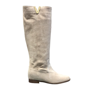 Stivale alto Camoscio Beige V oro “Vichy”
